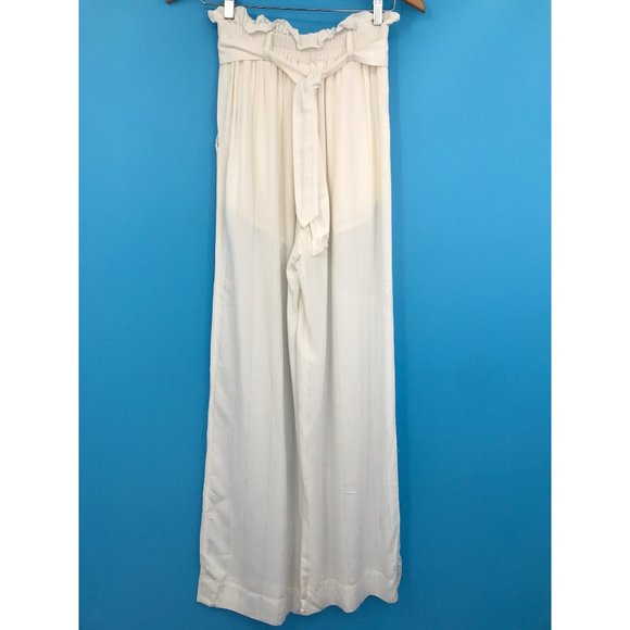 Suboo Nadia Wide Leg High Waist Pant Ivory/Gold Striped Size 2 NEW - Picture 5 of 8